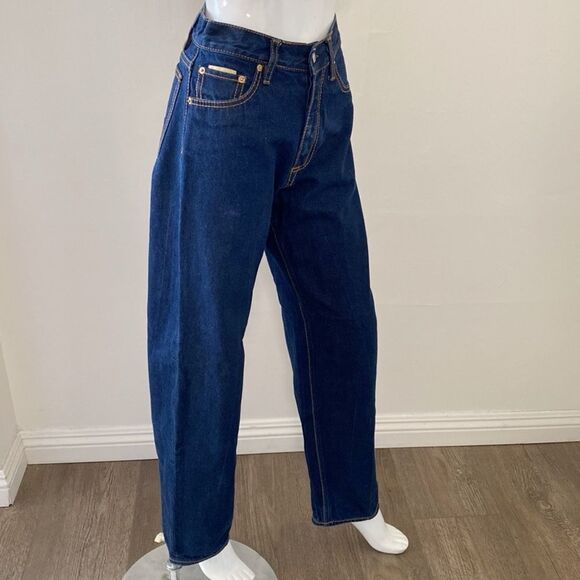 Eytys Benz Dark Denim 90s Inspired High Waisted Loose Fit Jeans Purple Velvet - Picture 2 of 8